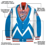 custom oklahoma city thunder v stripes blue white varsity jacket best selling.webp