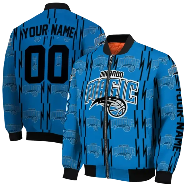 custom orlando magic bolt stripe blue bomber jacket fashion forward