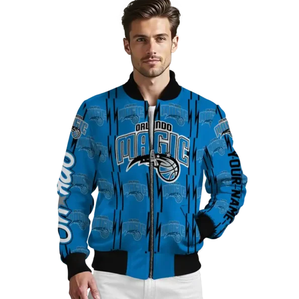 custom orlando magic bolt stripe blue bomber jacket high quality