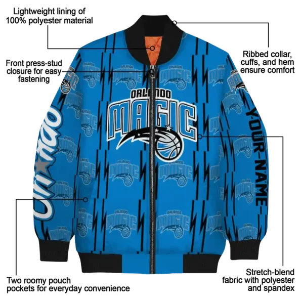 custom orlando magic bolt stripe blue bomber jacket new arrival