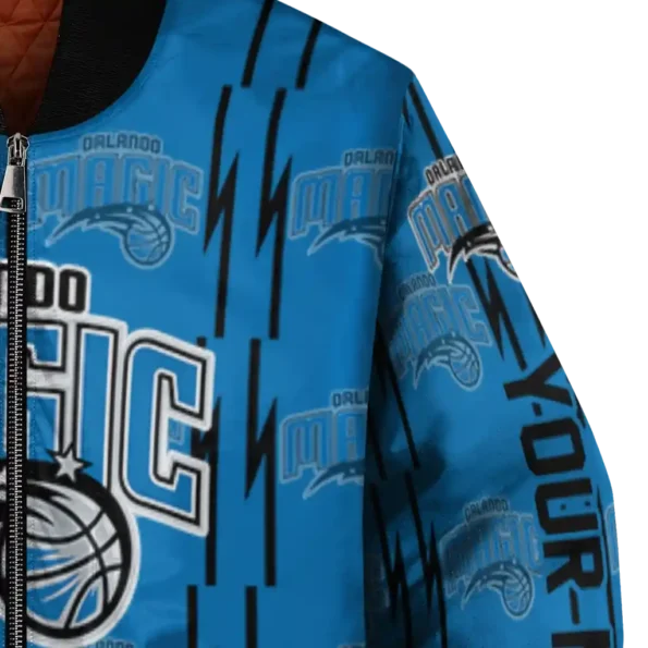 custom orlando magic bolt stripe blue bomber jacket premium grade
