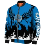 custom orlando magic winged blaze blue white bomber jacket best selling