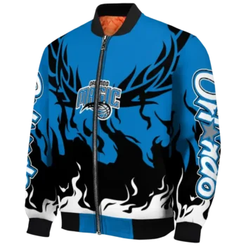 custom orlando magic winged blaze blue white bomber jacket best selling
