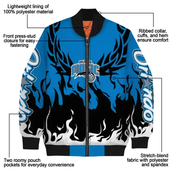 custom orlando magic winged blaze blue white bomber jacket new arrival