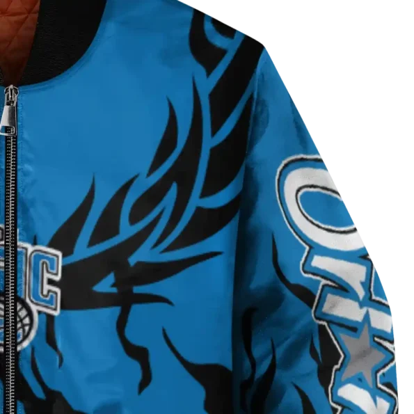 custom orlando magic winged blaze blue white bomber jacket premium grade