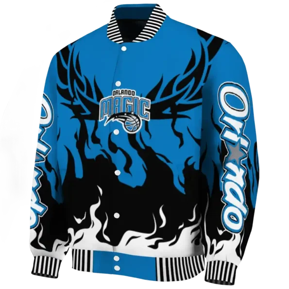 custom orlando magic winged blaze blue white varsity jacket best selling.webp