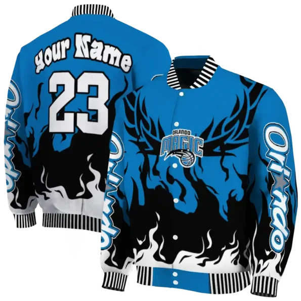 custom orlando magic winged blaze blue white varsity jacket fashion forward.webp