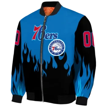custom philadelphia 76ers flame border blue black bomber jacket best selling