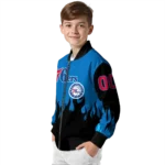 custom philadelphia 76ers flame border blue black bomber jacket best selling