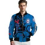 custom philadelphia 76ers hexagon cluster blue black bomber jacket best selling
