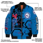 custom philadelphia 76ers hexagon cluster blue black bomber jacket best selling