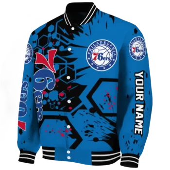 custom philadelphia 76ers hexagon cluster blue black varsity jacket best selling.webp
