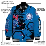 custom philadelphia 76ers hexagon cluster blue black varsity jacket best selling.webp
