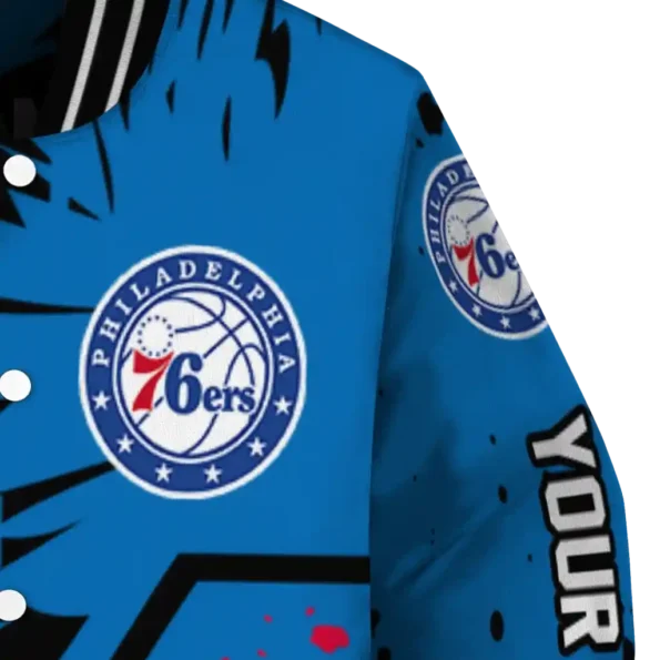 custom philadelphia 76ers hexagon cluster blue black varsity jacket premium grade.webp