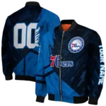 custom philadelphia 76ers hexagon mesh blue black bomber jacket best selling