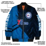 custom philadelphia 76ers hexagon mesh blue black bomber jacket best selling