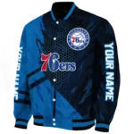 custom philadelphia 76ers hexagon mesh blue black varsity jacket best selling.webp