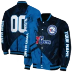 custom philadelphia 76ers hexagon mesh blue black varsity jacket best selling.webp