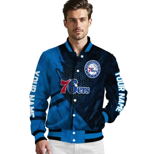 custom philadelphia 76ers hexagon mesh blue black varsity jacket high quality.webp