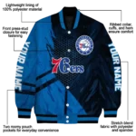 custom philadelphia 76ers hexagon mesh blue black varsity jacket best selling.webp