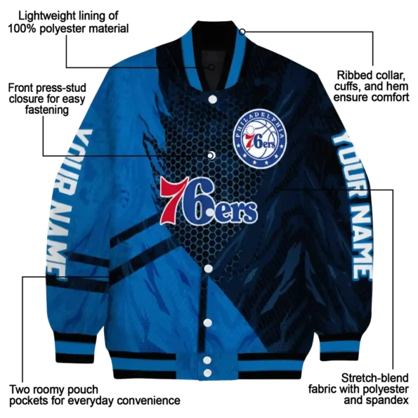 custom philadelphia 76ers hexagon mesh blue black varsity jacket new arrival.webp