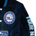 custom philadelphia 76ers hexagon mesh blue black varsity jacket best selling.webp