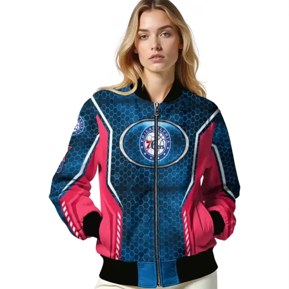 custom philadelphia 76ers power plate blue bomber jacket latest model