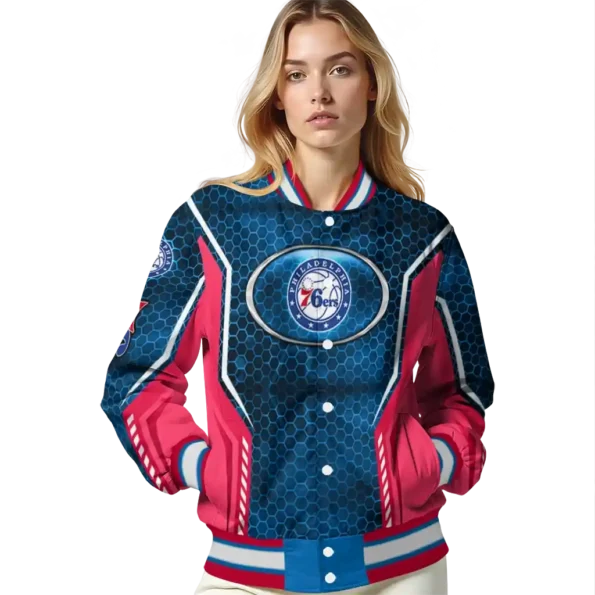 custom philadelphia 76ers power plate blue varsity jacket latest model.webp