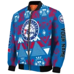 custom philadelphia 76ers pyramid shapes blue bomber jacket best selling