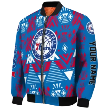 custom philadelphia 76ers pyramid shapes blue bomber jacket best selling