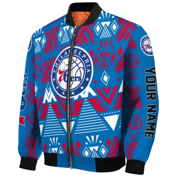 custom philadelphia 76ers pyramid shapes blue bomber jacket best selling