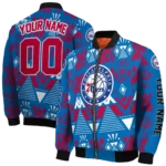 custom philadelphia 76ers pyramid shapes blue bomber jacket best selling
