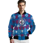 custom philadelphia 76ers pyramid shapes blue bomber jacket best selling