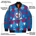 custom philadelphia 76ers pyramid shapes blue bomber jacket best selling