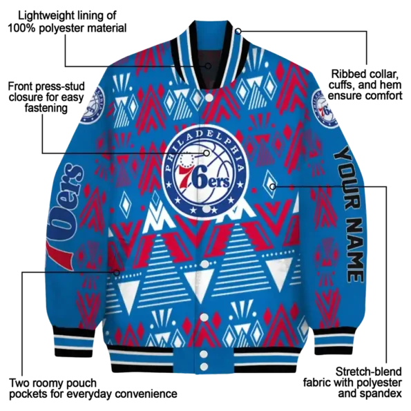 custom philadelphia 76ers pyramid shapes blue varsity jacket new arrival.webp