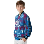 custom philadelphia 76ers pyramid shapes blue varsity jacket best selling.webp