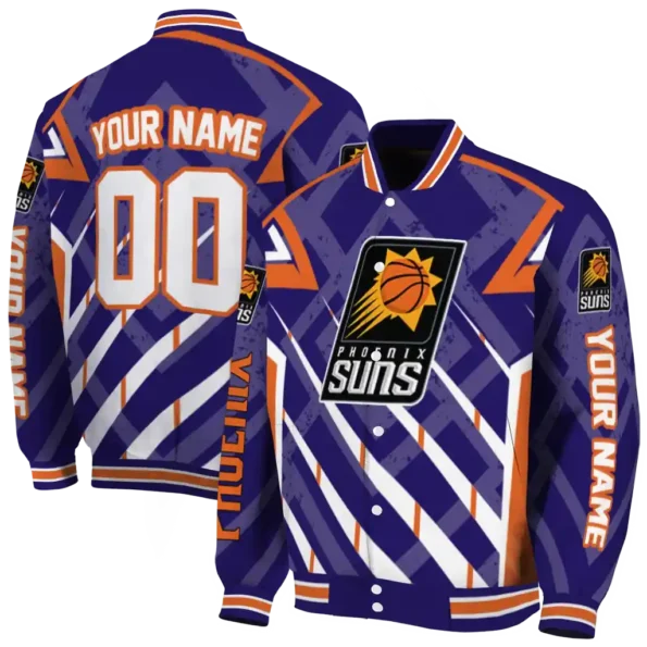 custom phoenix suns chevron angles purple varsity jacket fashion forward.webp