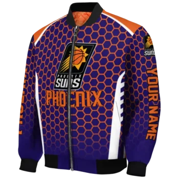 custom phoenix suns hexagon grid purple bomber jacket best selling