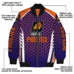 custom phoenix suns hexagon grid purple bomber jacket best selling