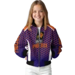 custom phoenix suns hexagon grid purple bomber jacket best selling