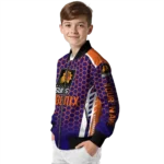 custom phoenix suns hexagon grid purple bomber jacket best selling