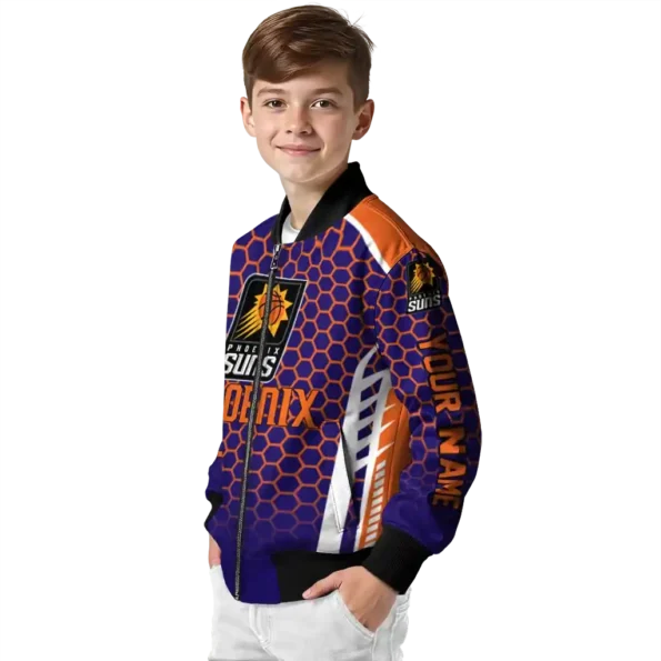 custom phoenix suns hexagon grid purple bomber jacket trendy