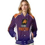 custom phoenix suns hexagon grid purple varsity jacket best selling.webp