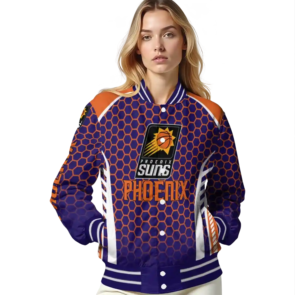 custom phoenix suns hexagon grid purple varsity jacket latest model.webp custom phoenix suns hexagon grid purple varsity jacket latest model.webp