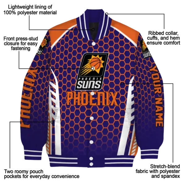 custom phoenix suns hexagon grid purple varsity jacket new arrival.webp