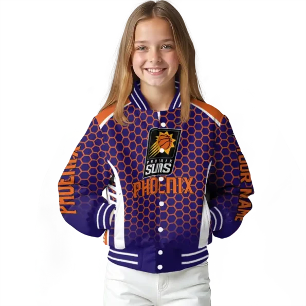 custom phoenix suns hexagon grid purple varsity jacket top rated.webp