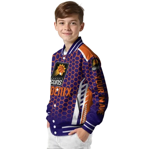 custom phoenix suns hexagon grid purple varsity jacket trendy.webp