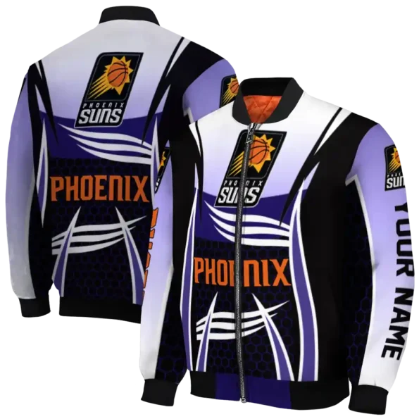 custom phoenix suns mesh effect purple black bomber jacket fashion forward