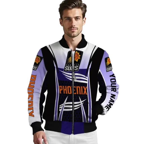 custom phoenix suns mesh effect purple black bomber jacket high quality