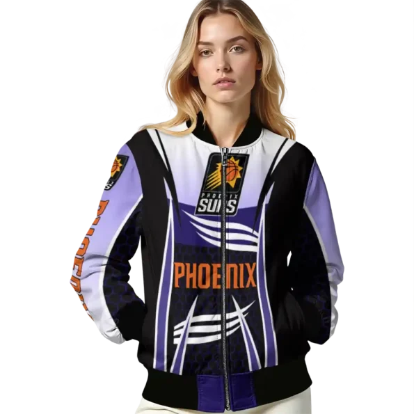 custom phoenix suns mesh effect purple black bomber jacket latest model